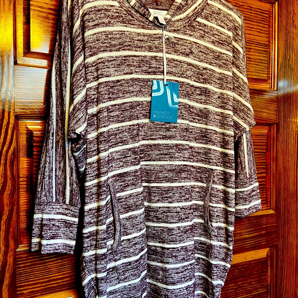 NWT Market and Spruce 3/4 sleeve lightweight tunic sweatshirt Size L